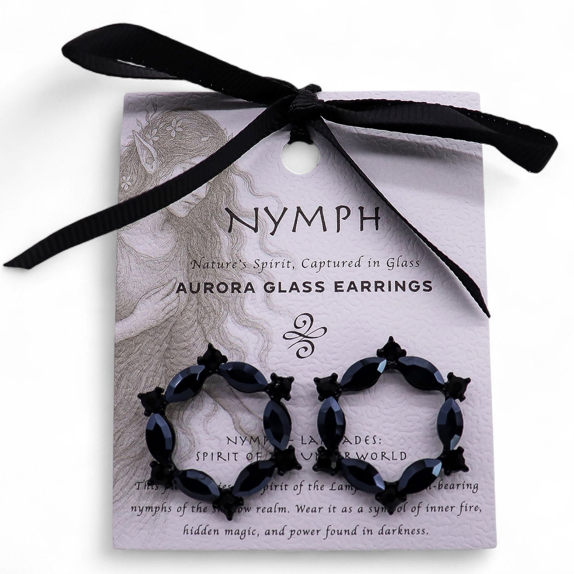 Jet Black - Vintage Glass - Loop - Earrings
