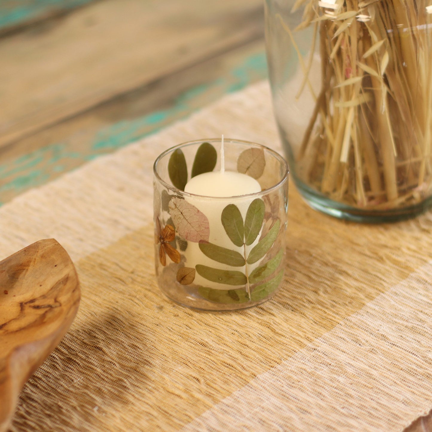 Natural Floral Glass - Straight Candle Holder - Primavera