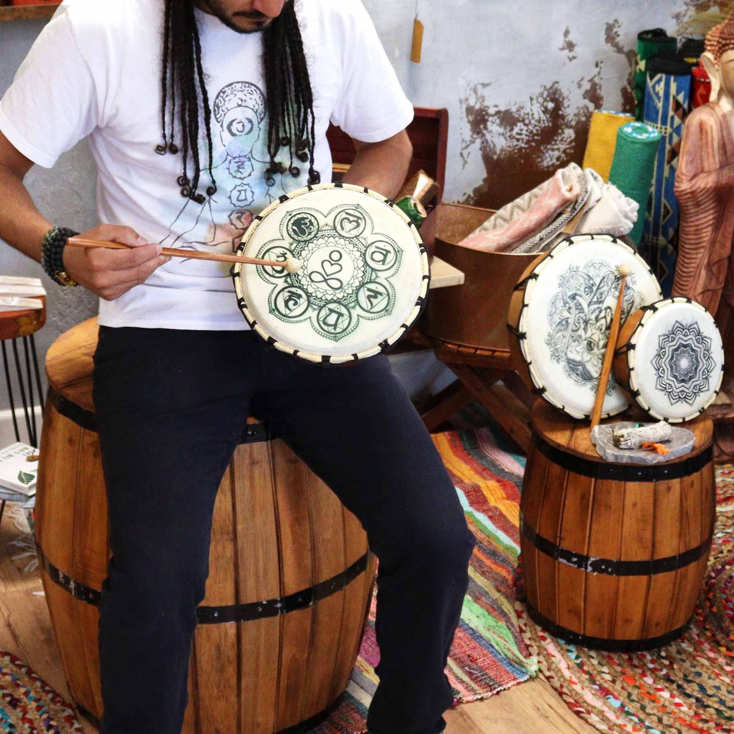 Chakra Shamanic Drum with Sticks