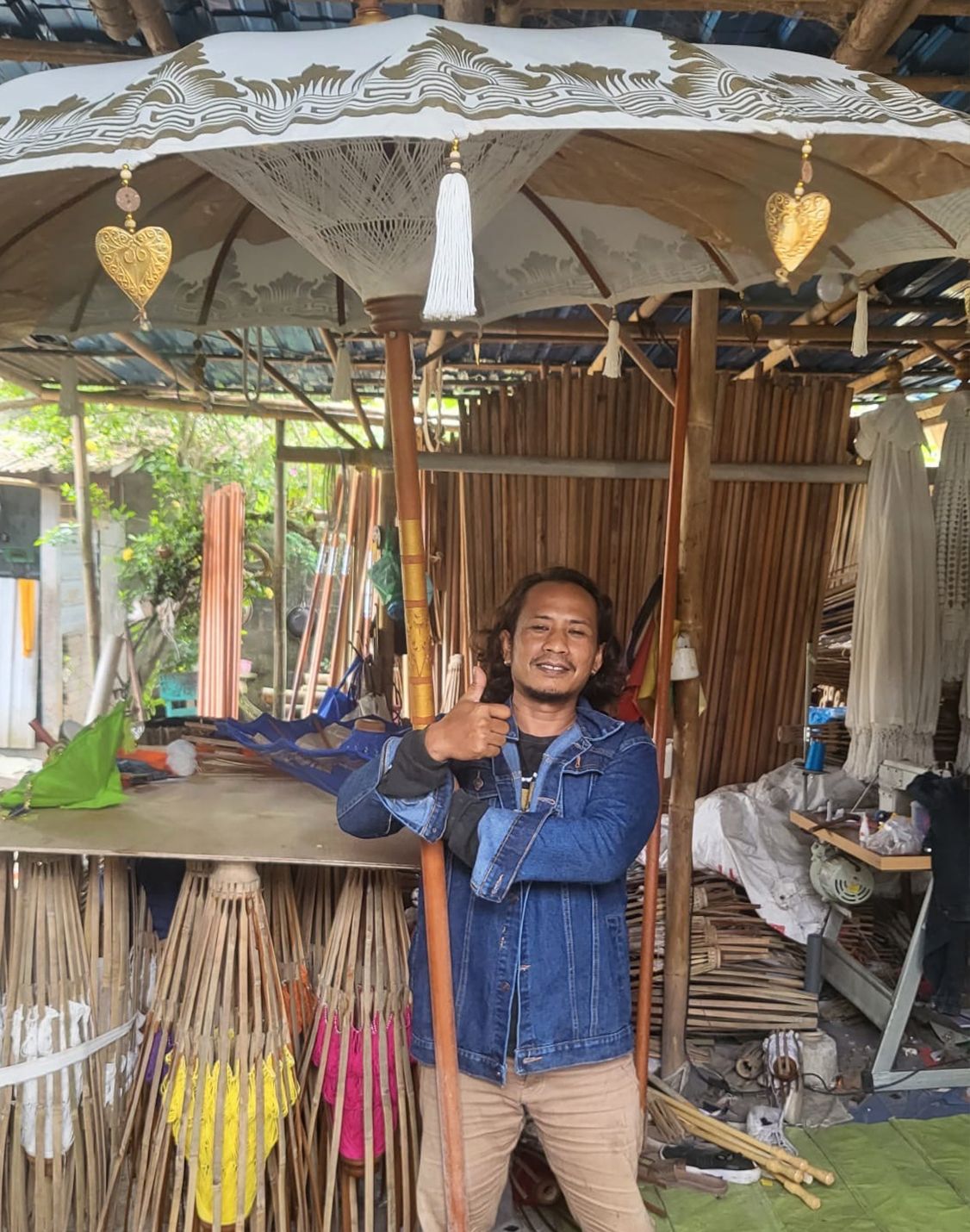Bali Patio Parasol Garden Umbrella - Natural Decor - 2m