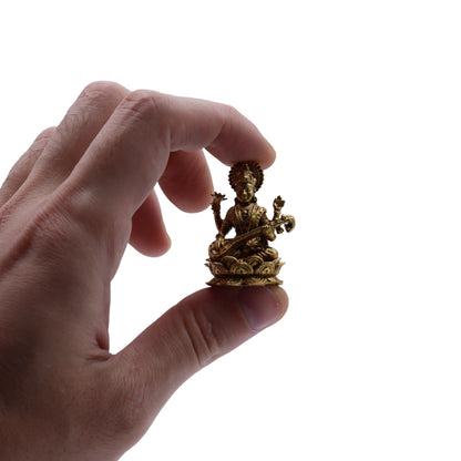Brass Miniature Gods - Sarswati