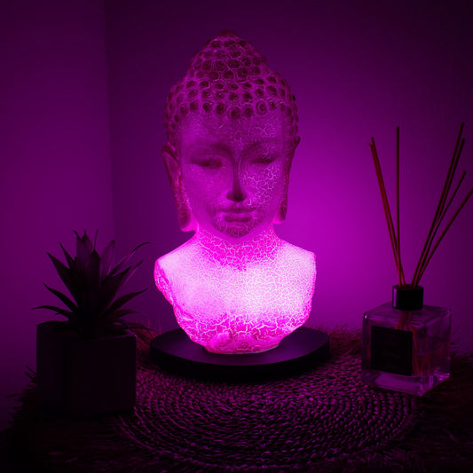 Buddha Bust Lamp Cherry Crackle