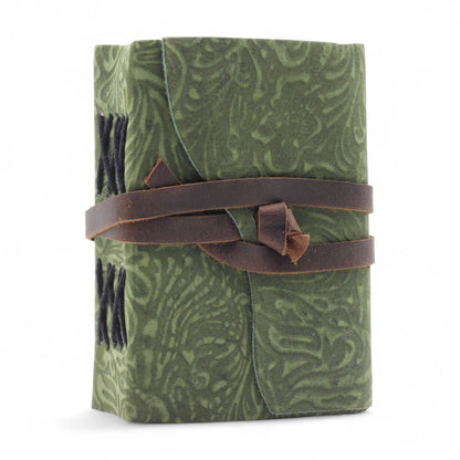 Fat Deckled Leather Notebook – Green Maze Pattern