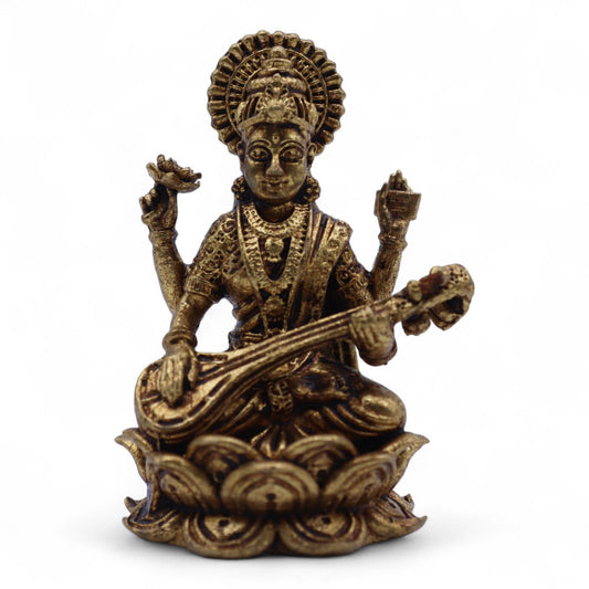 Brass Miniature Gods - Sarswati