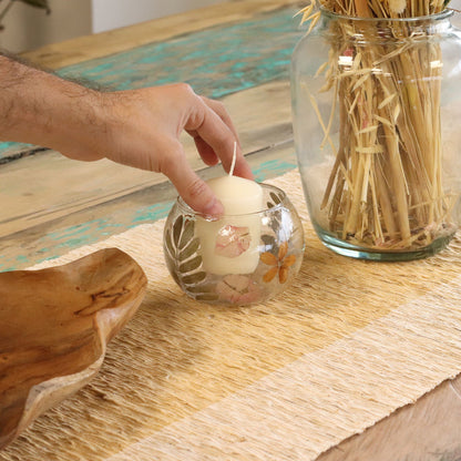 Natural Floral Glass - Bowl Candle Holder - Primavera