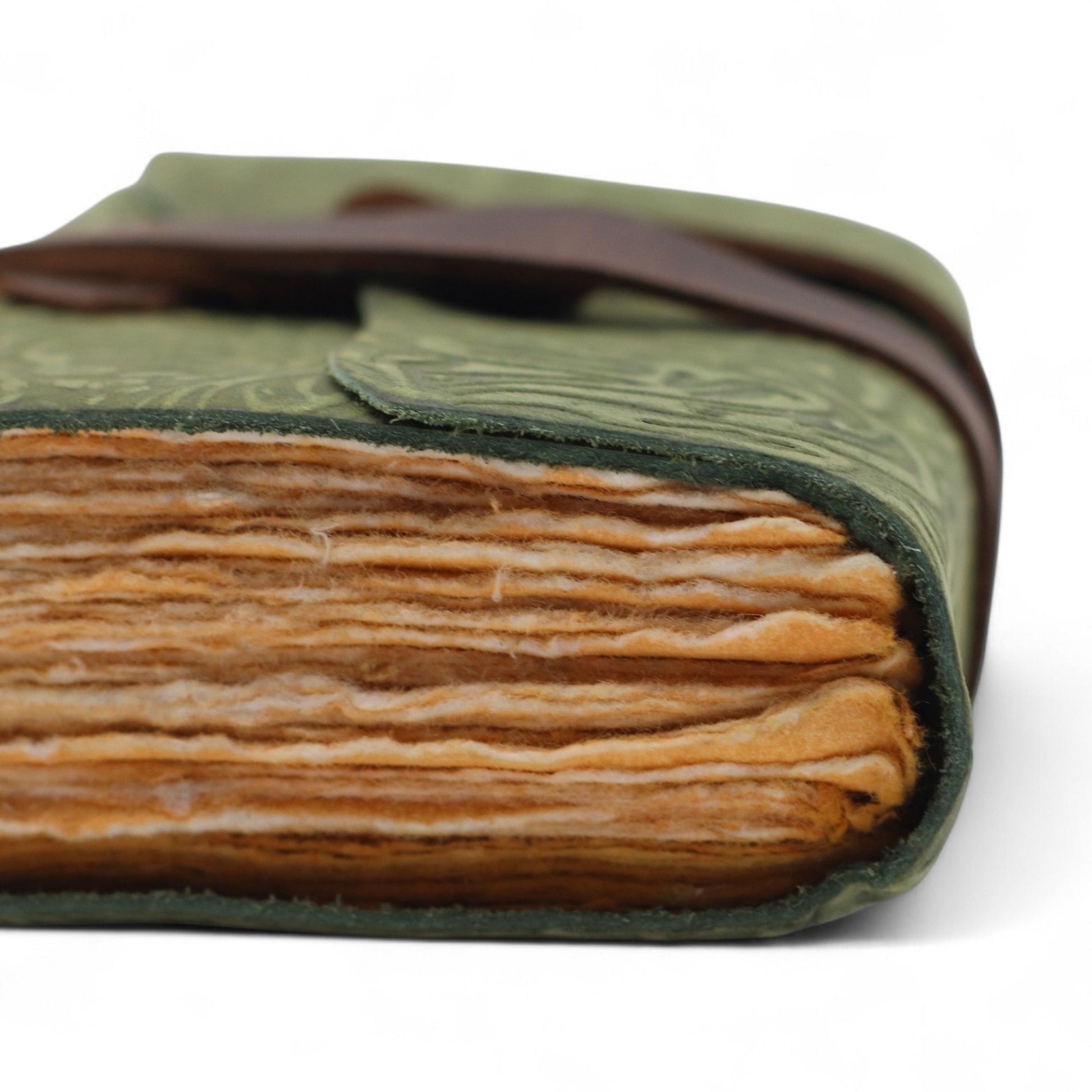 Fat Deckled Leather Notebook – Green Maze Pattern