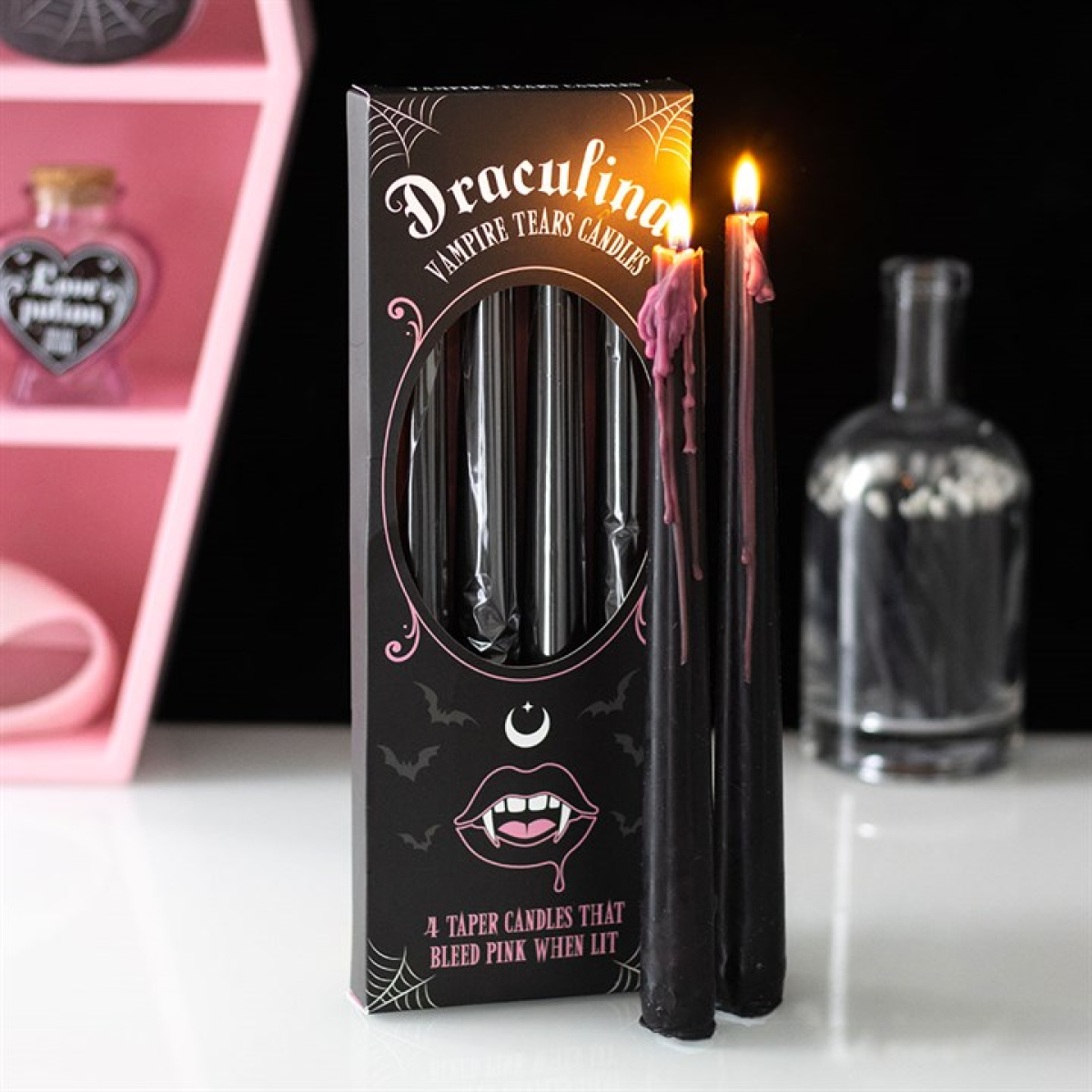 Set of 4 Pink Vampire Tears Taper Candles – Divine Warrior